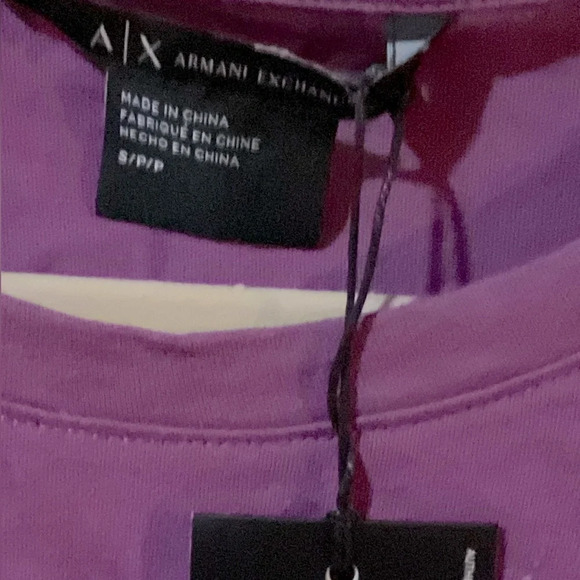NWT Armani Exchange Purple Knit Top Shirt with Fancy Short Sleeves Sz Small - Picture 3 of 3